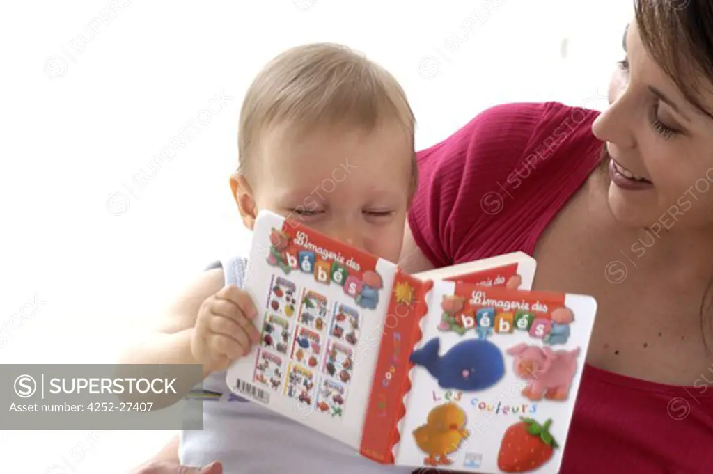 Woman and baby book