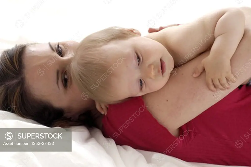 Woman and baby tenderness