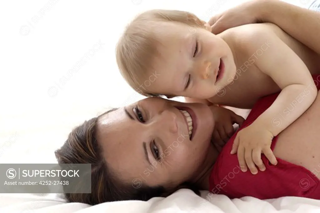 Woman and baby tenderness