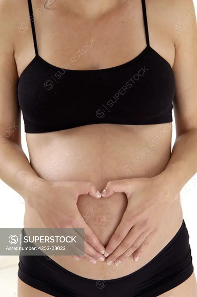 Pregnant woman in underwear