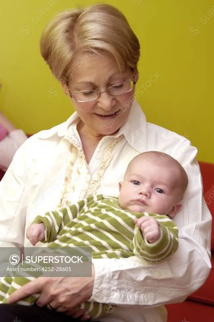 Senior woman and baby