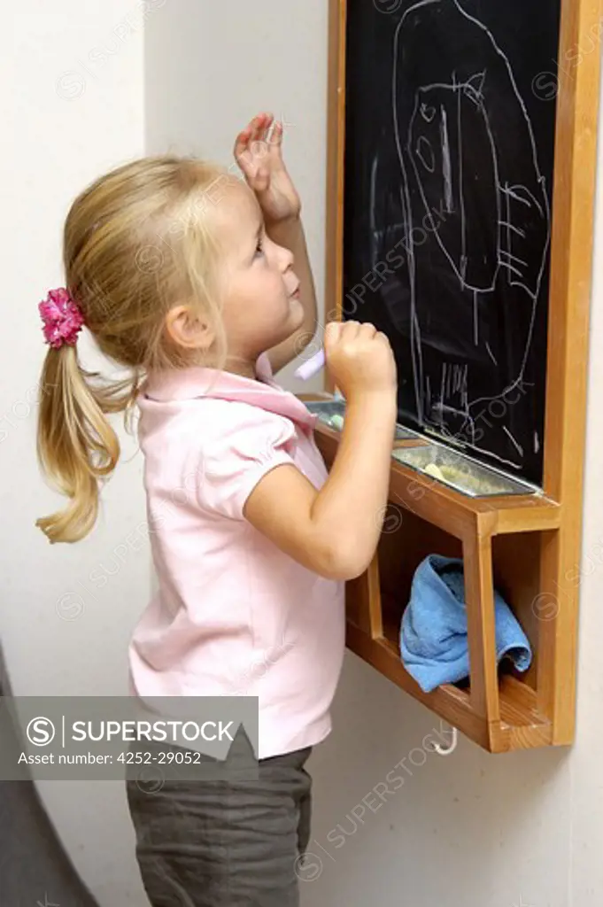 Little girl blackboard