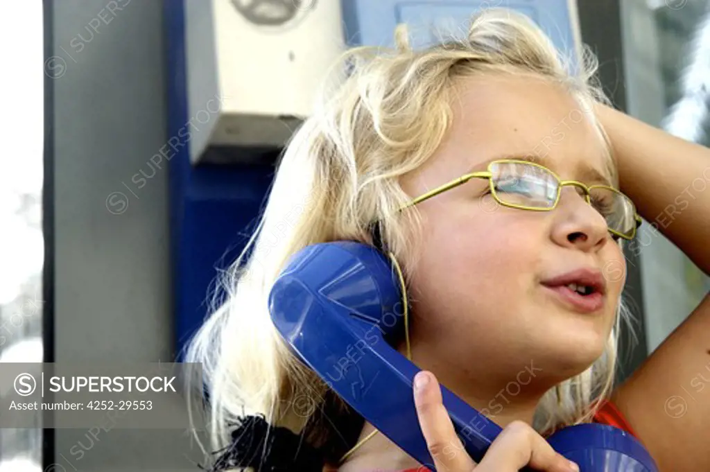 Little girl public phone
