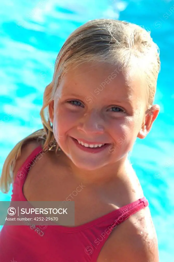 Little girl swimming pool