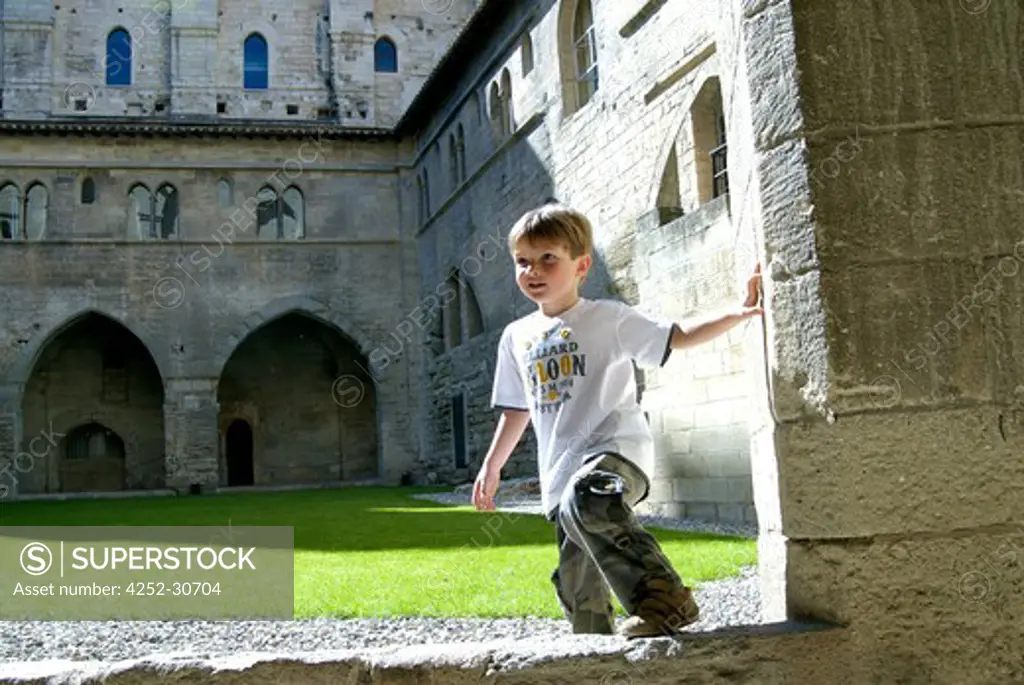 Boy abbey cloister