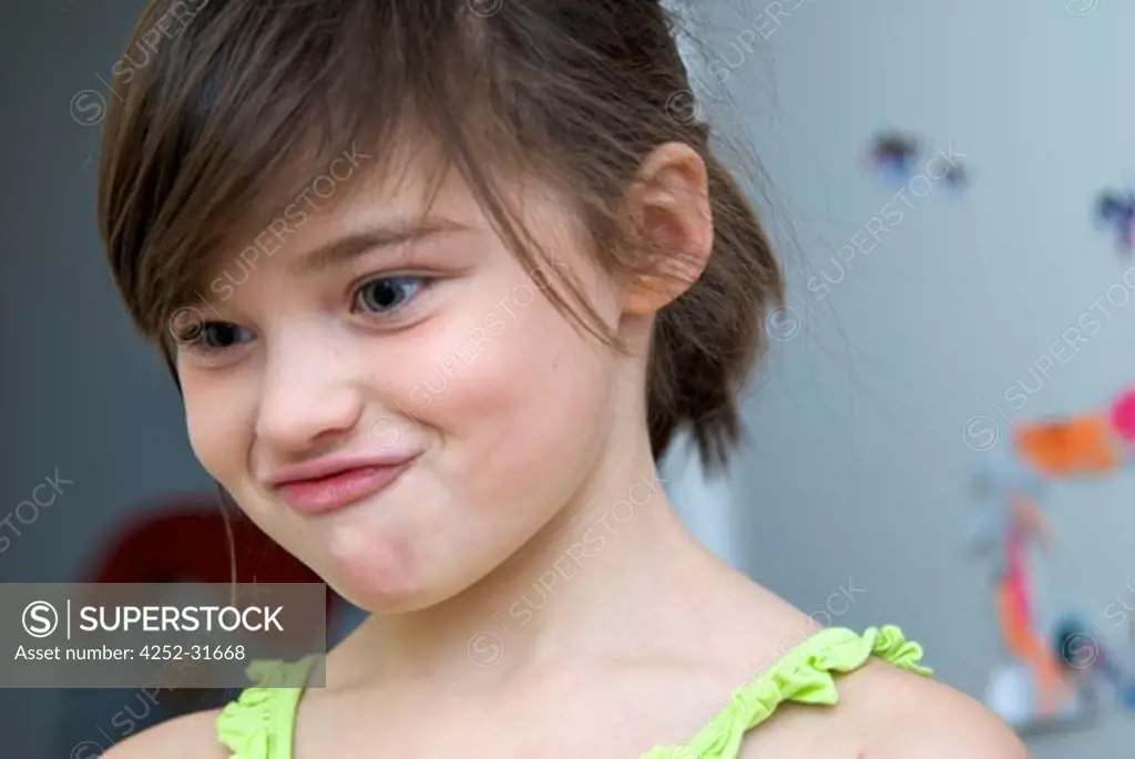 Little girl funny face
