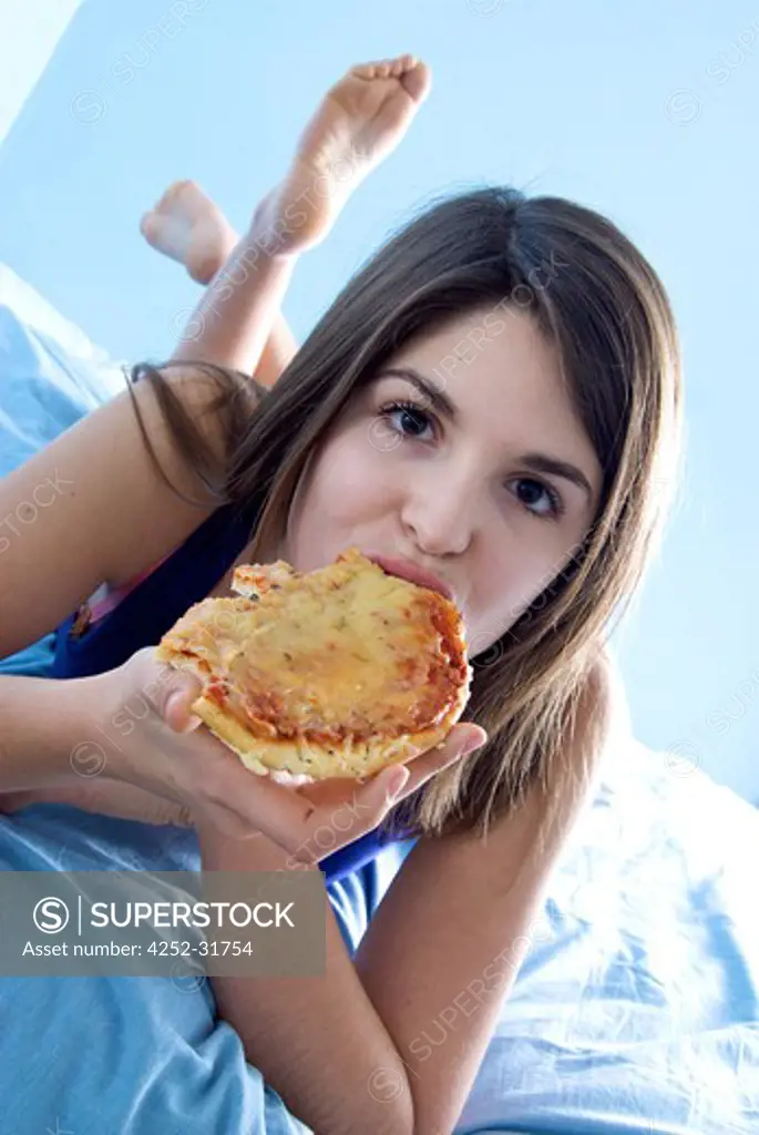 Teenage girl pizza