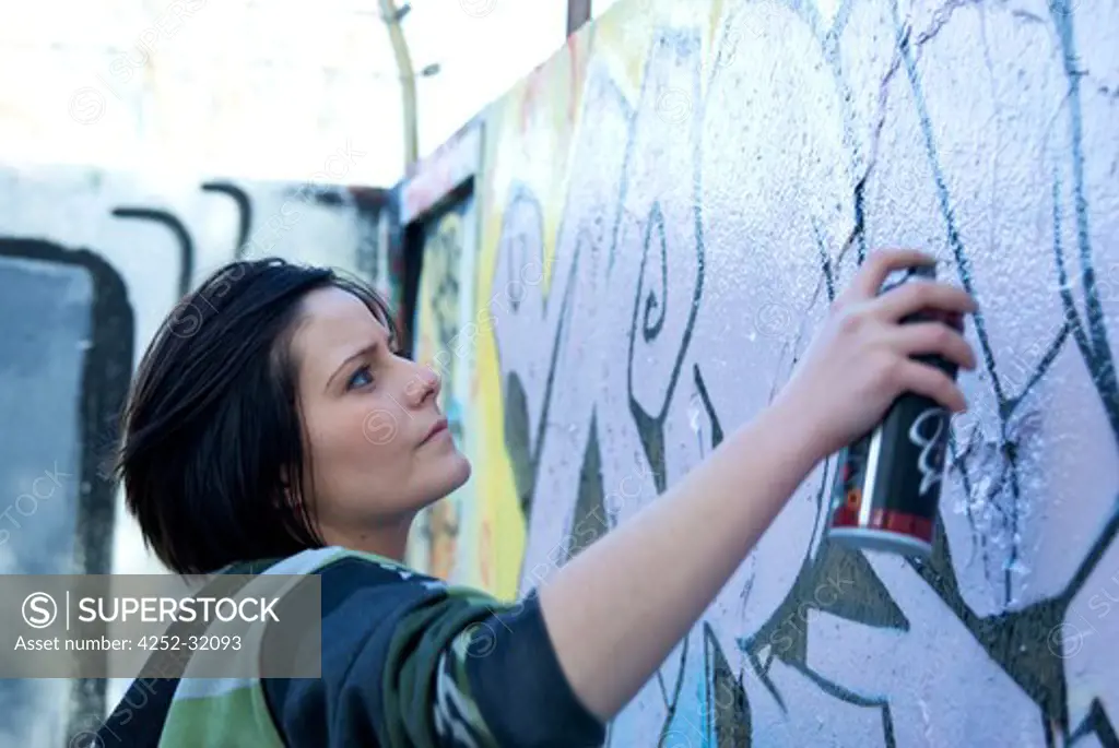 Teenage girl graffitis