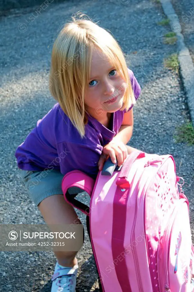 Little girl schoolbag
