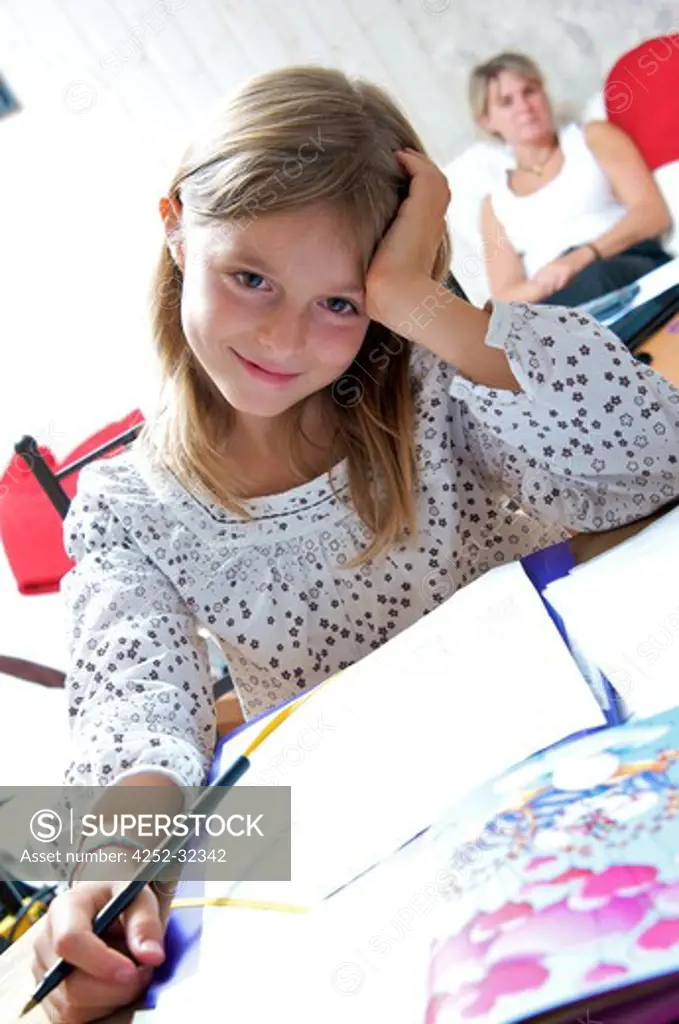 Little girl homework
