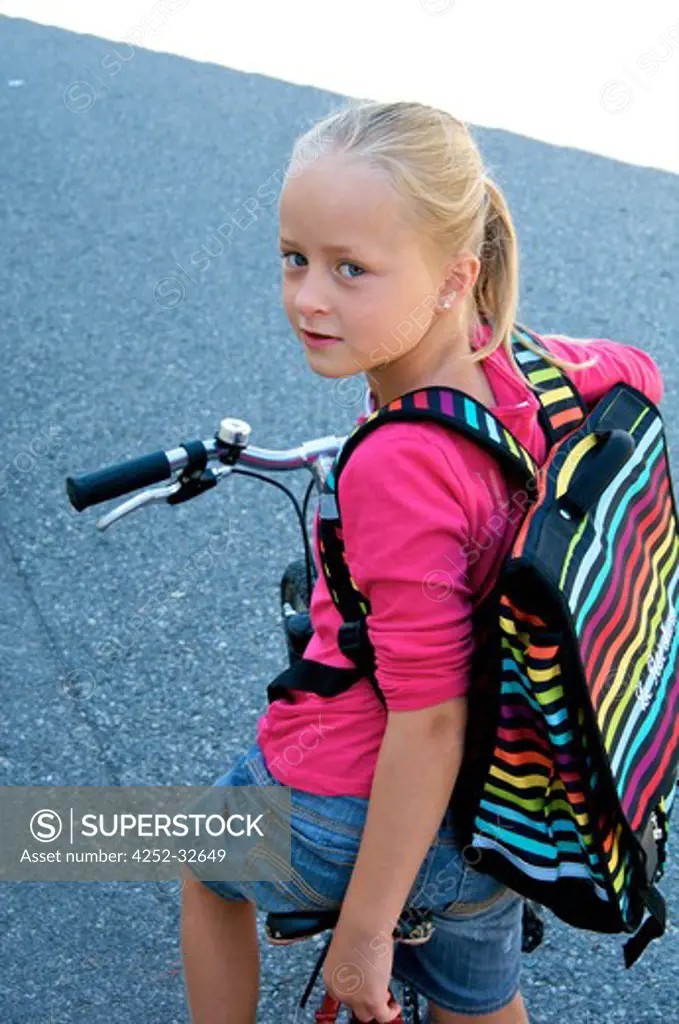 Little girl bike school