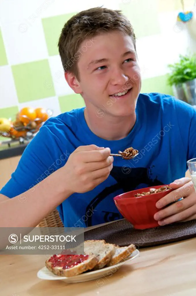 Teenage boy breakfast