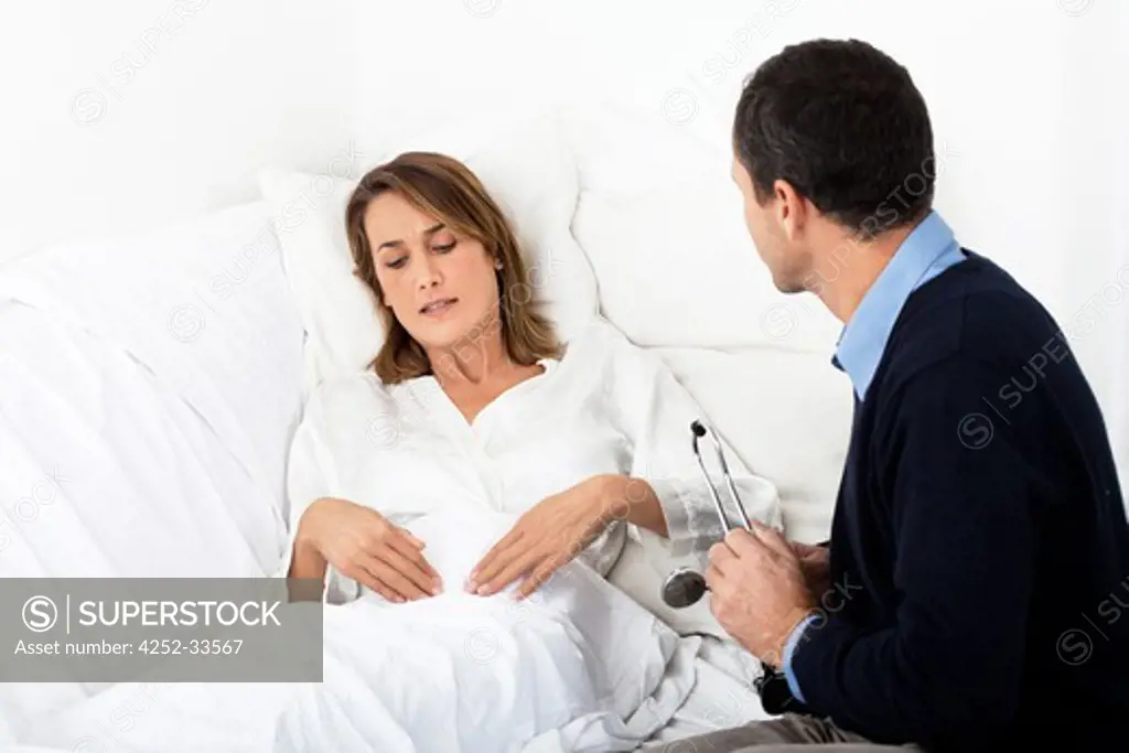 Woman stomach pain doctor