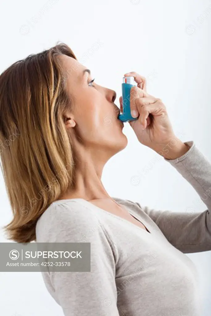 Woman asthma inhaler