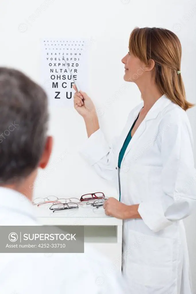 Man ophtalmologist view test