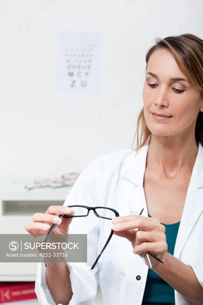 Woman optician glasses