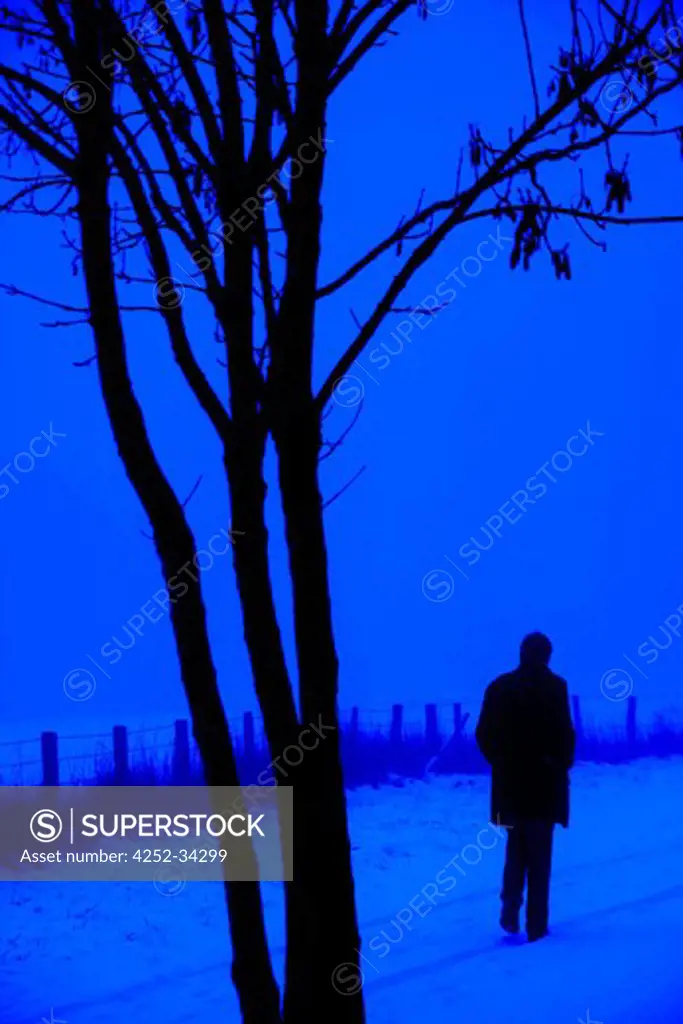 Man snow walking