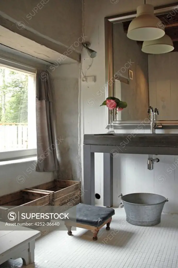 Rustic bathroom with recovered items