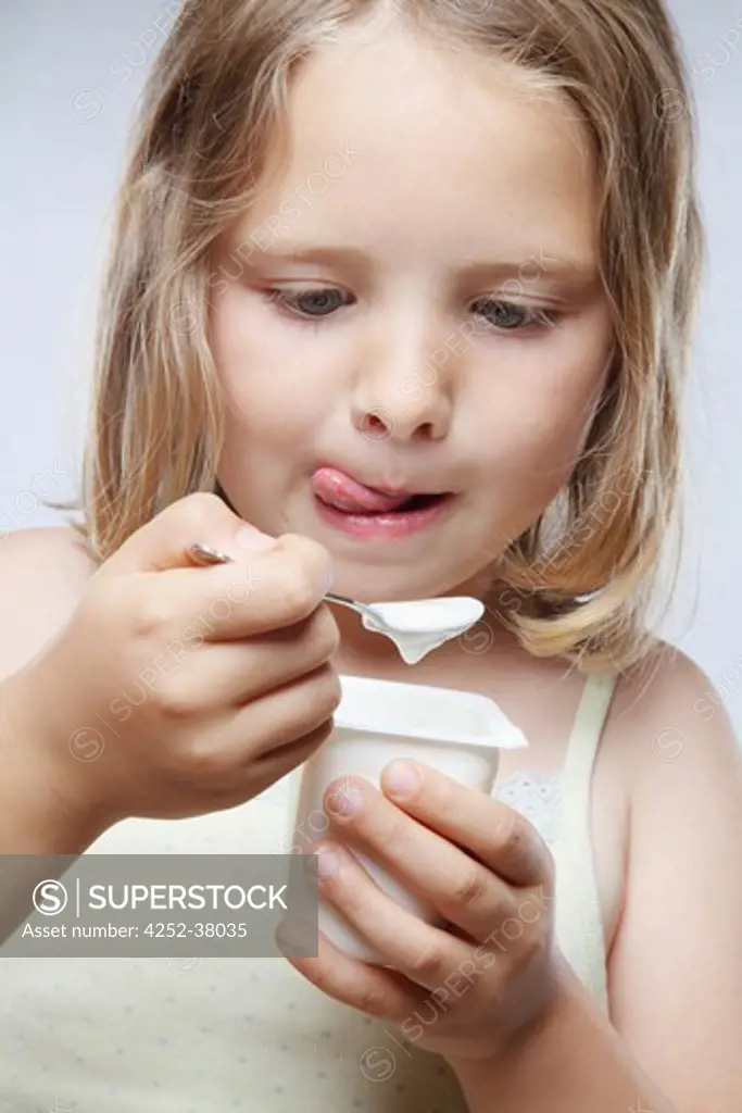 Little girl yogurt