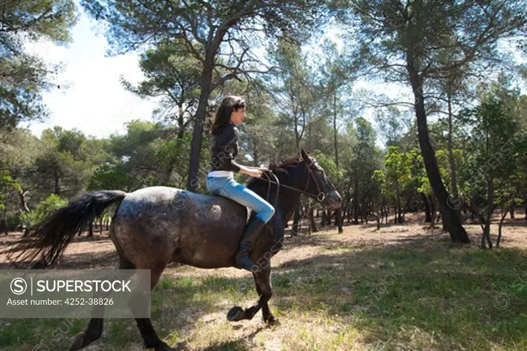 Teenage girl nature horse