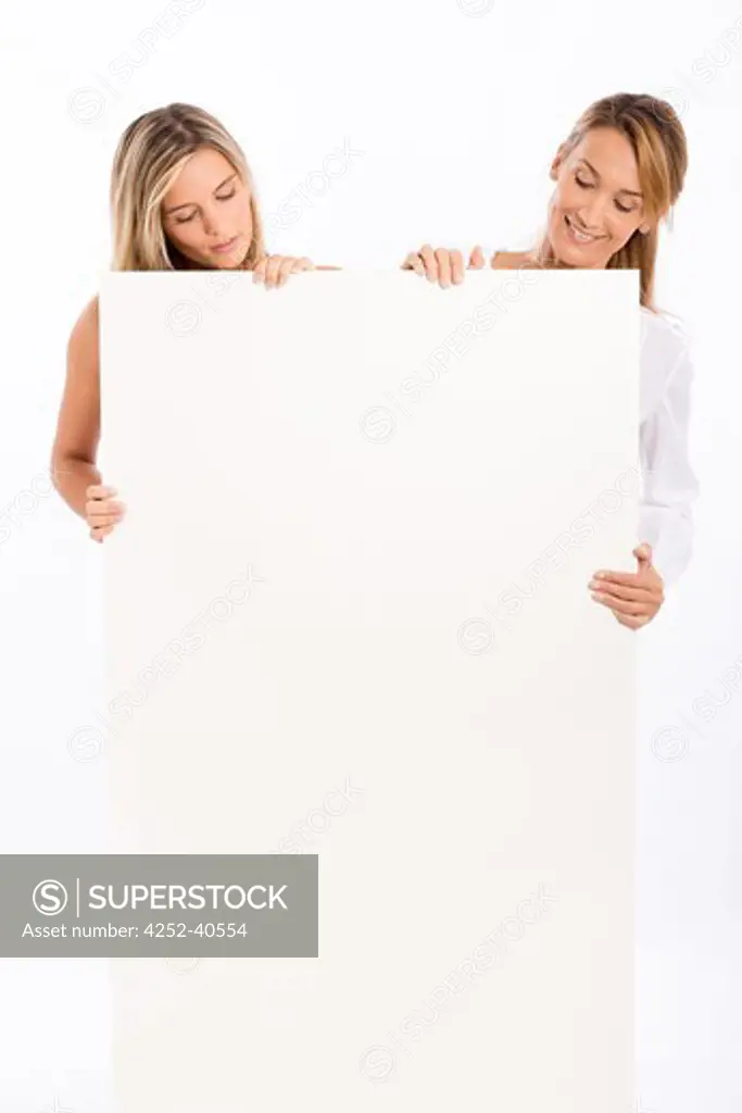 Women white sign