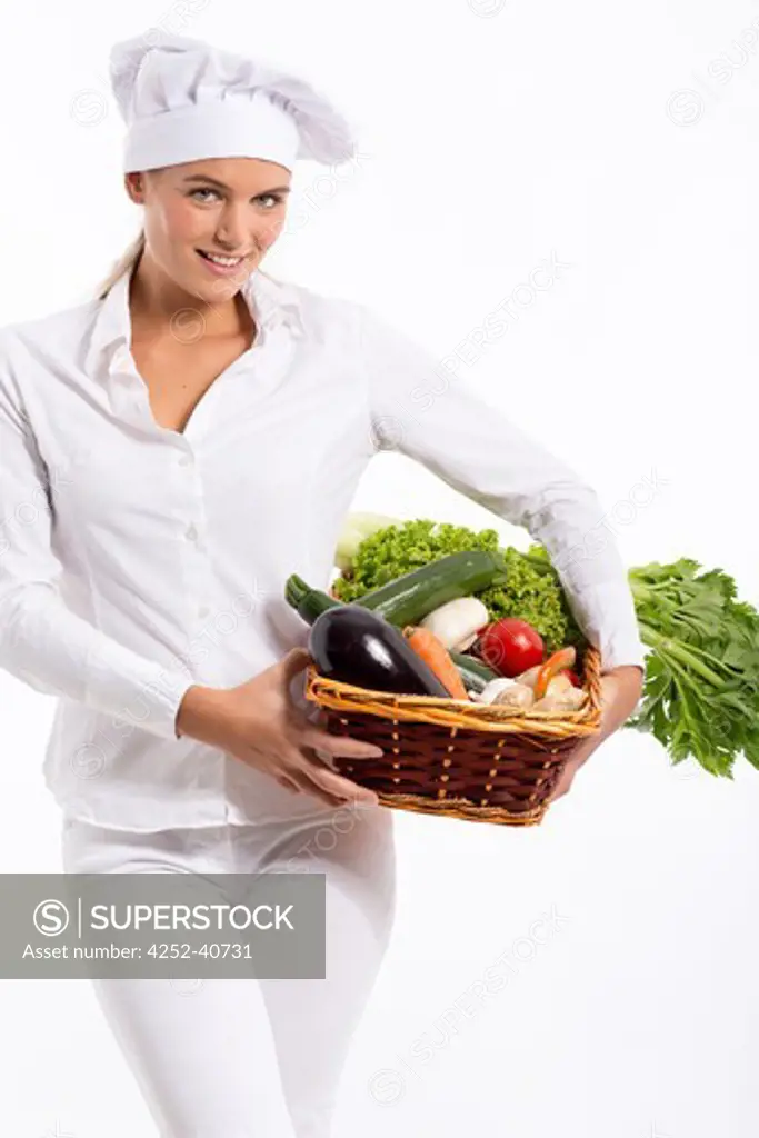 Woman basket various vegetables