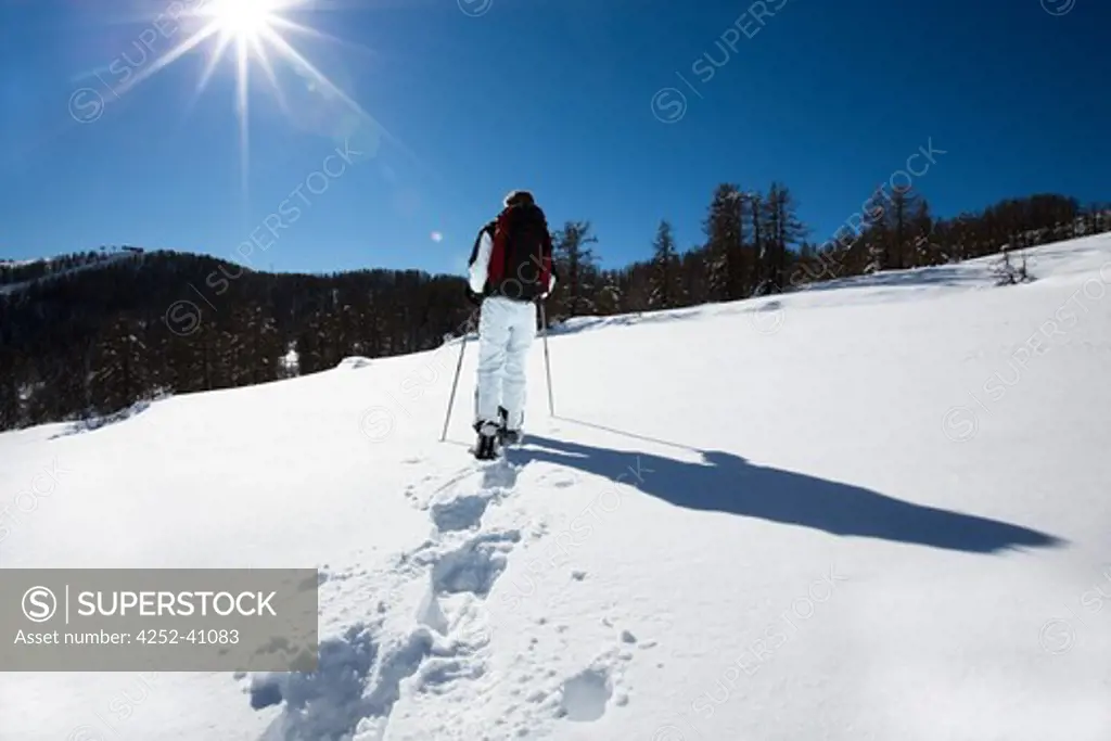 Woman mountain hiking