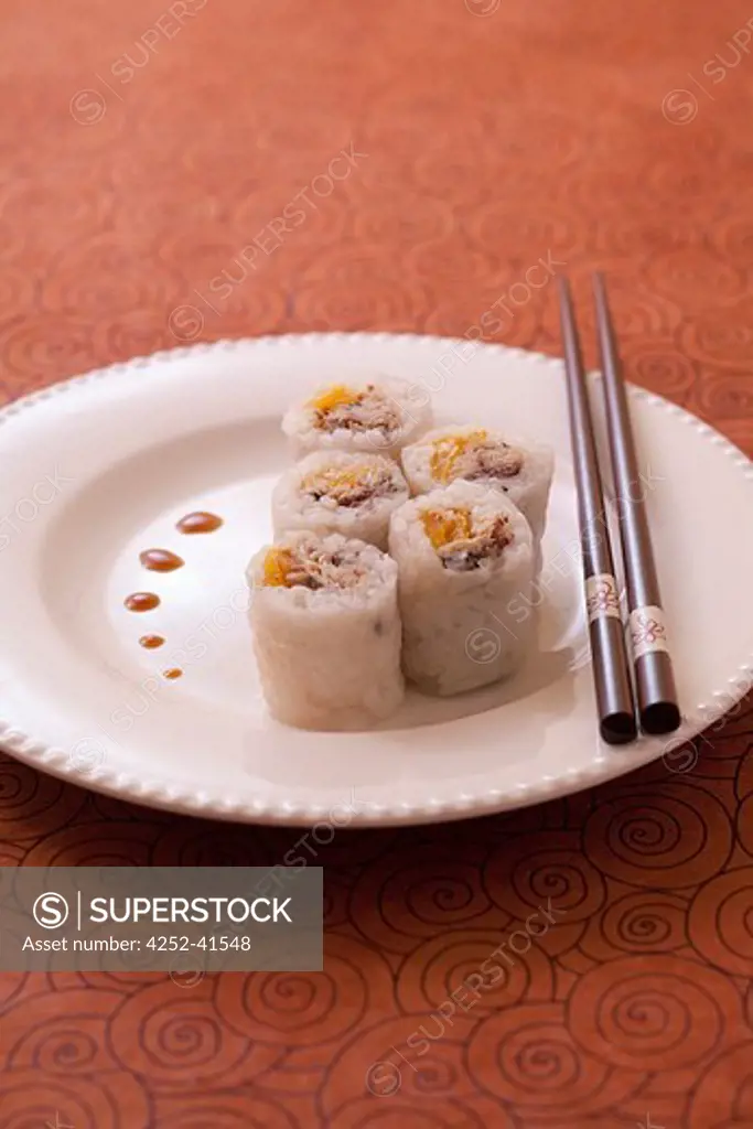 Sardine orange and wasabi spring rolls