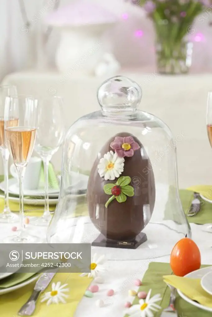 Chocolate egg Easter table
