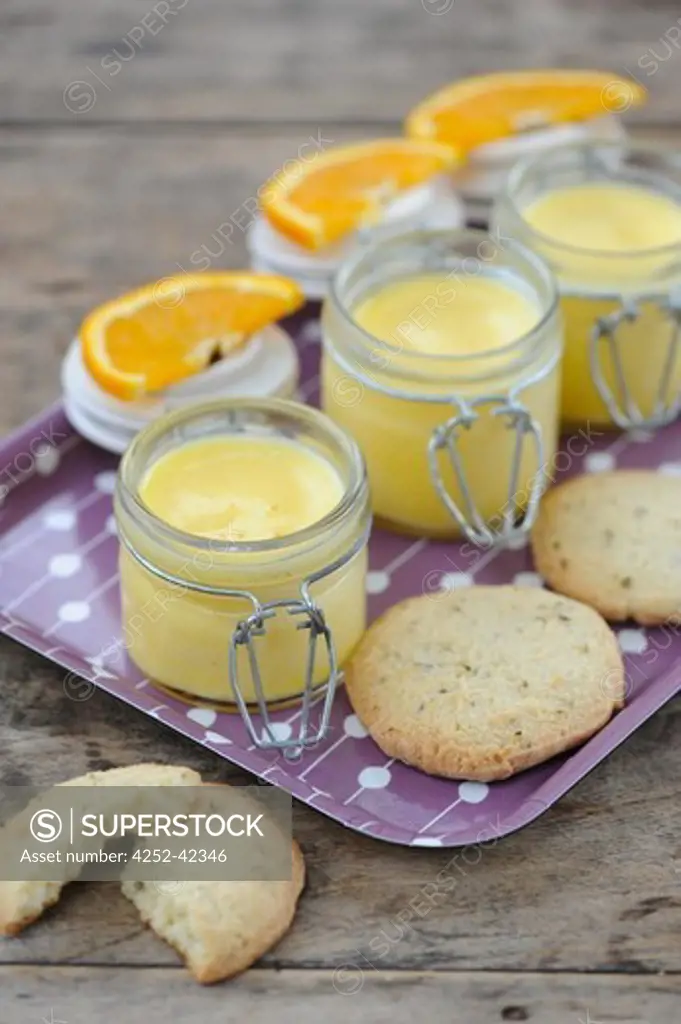Orange creams and thyme biscuits