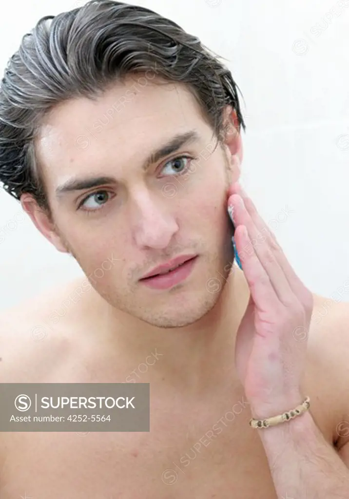 Man shaving cream