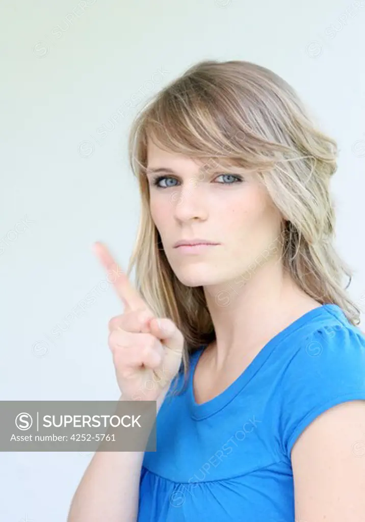 Woman warning gesture