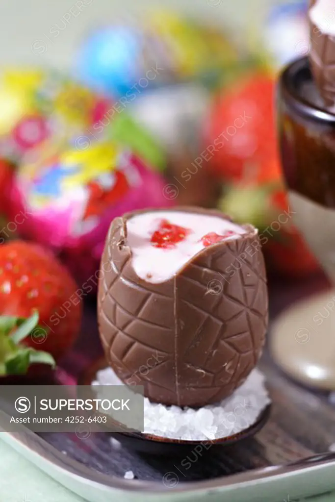 Chocolate eggs strawberry cream