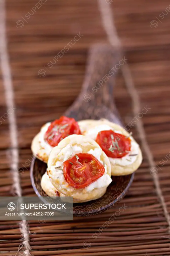 Tomato goat cheese tartlets