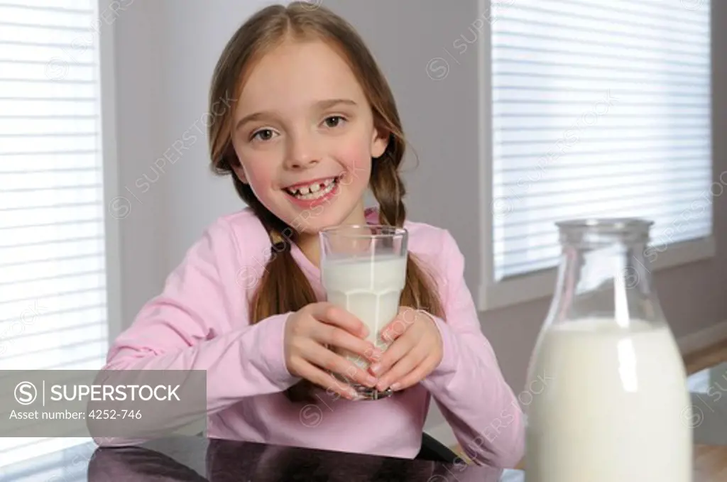 Little girl milk glass