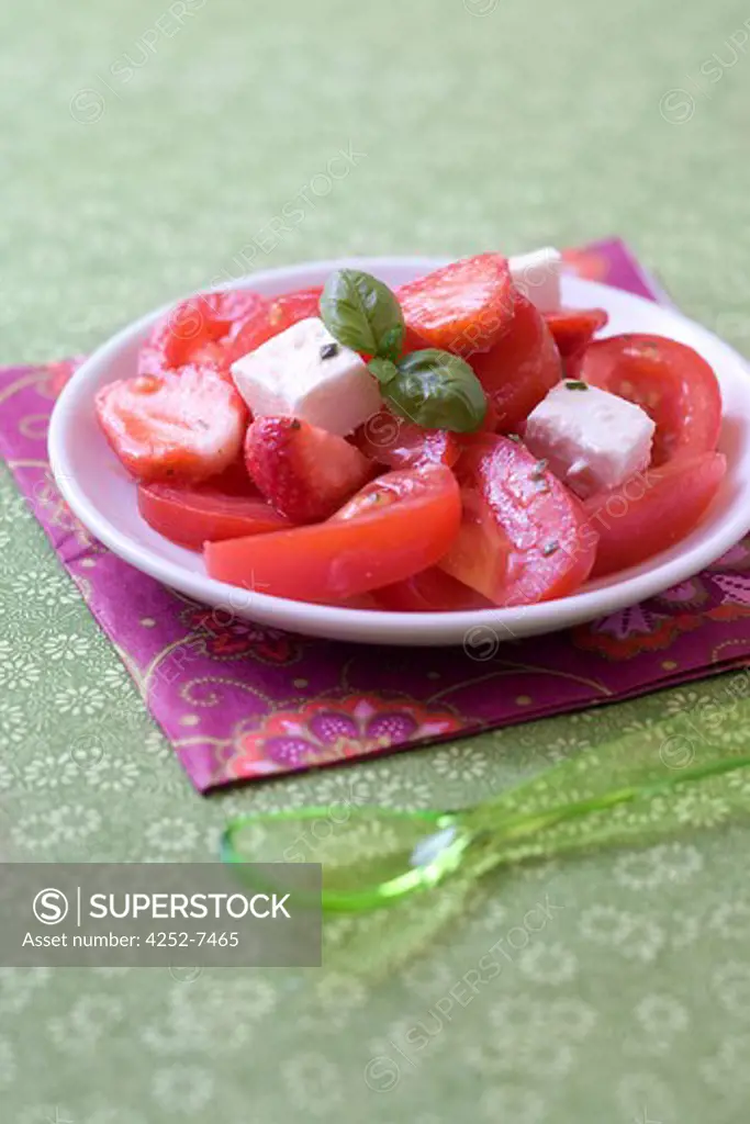 Strawberry tomato feta salad