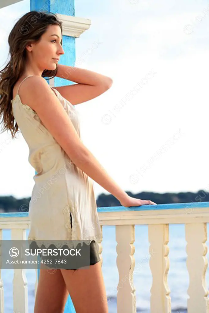 Woman balcony