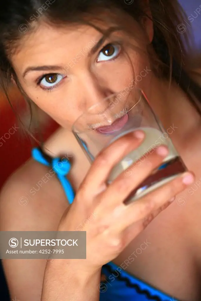 Woman glass milk