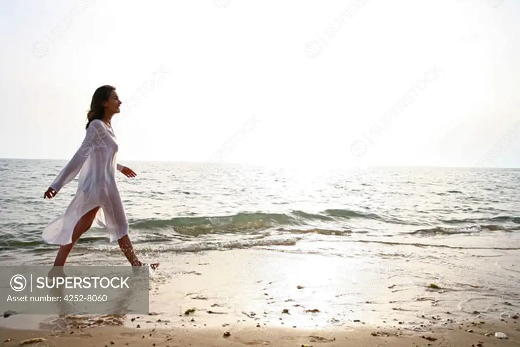 Woman beach and walk