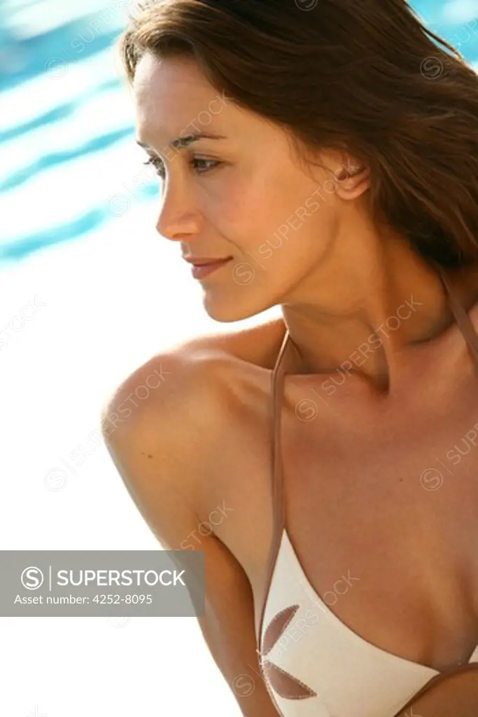 Woman swimming pool