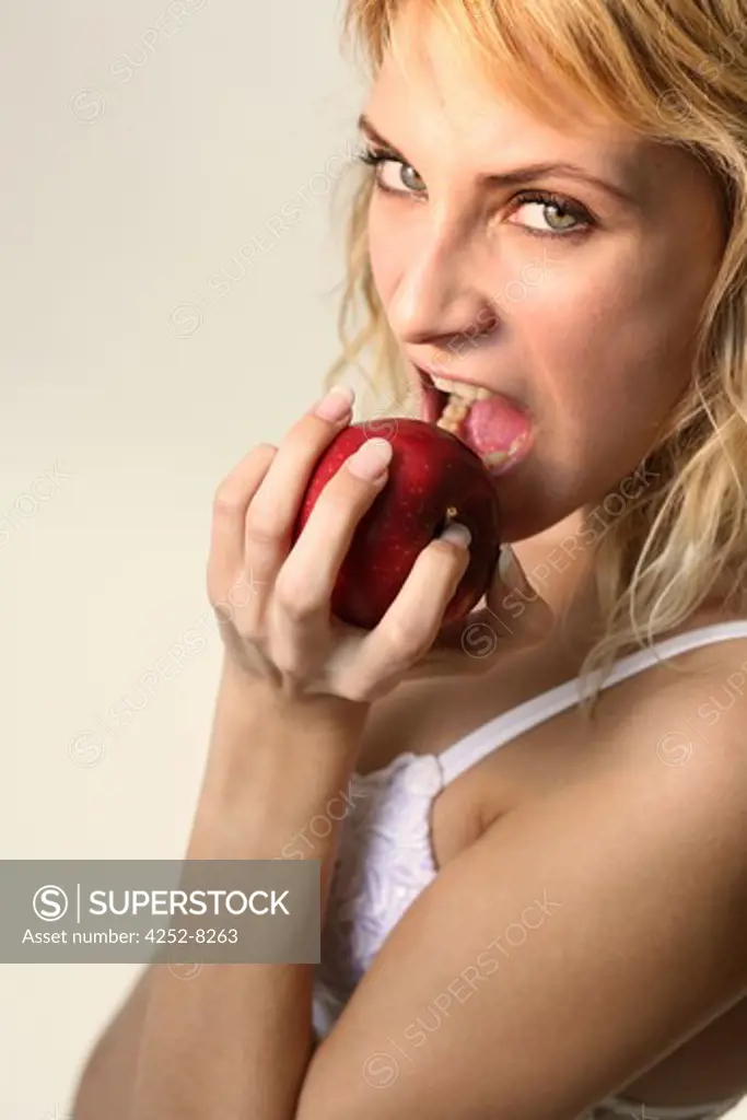 Woman apple crunch