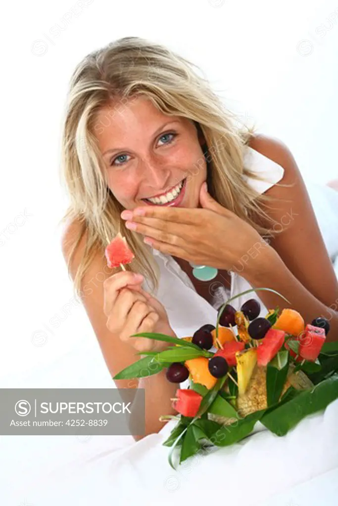 Woman fresh fruits