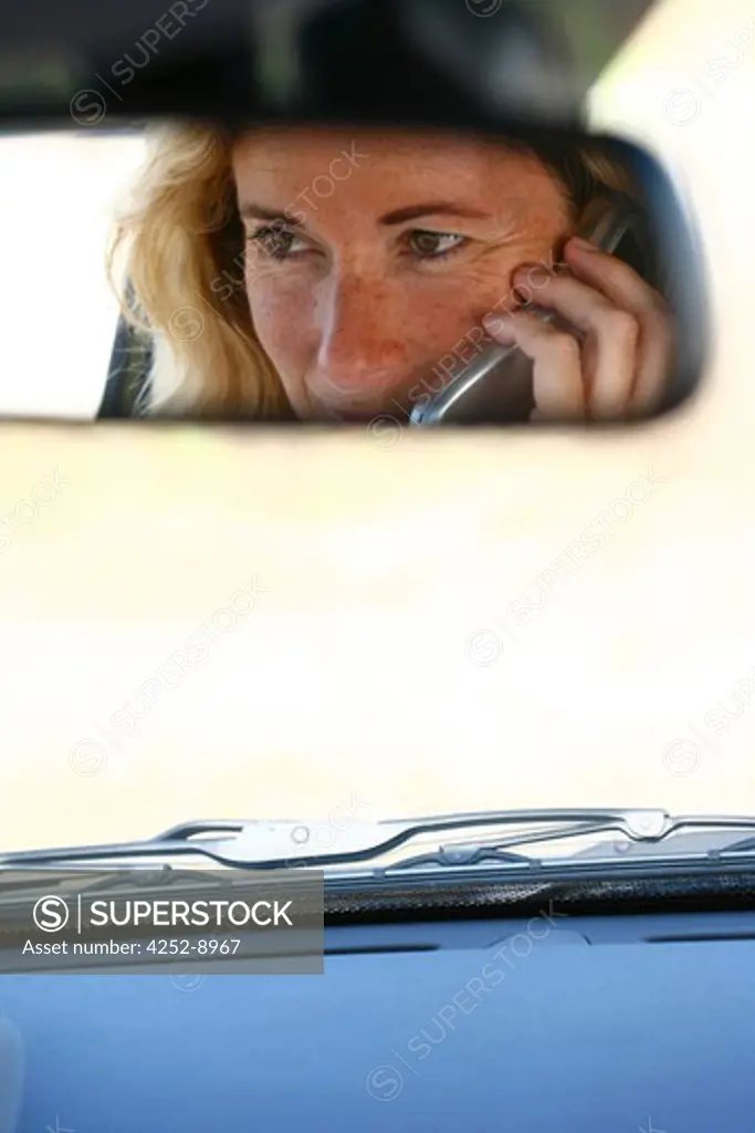Woman car phone