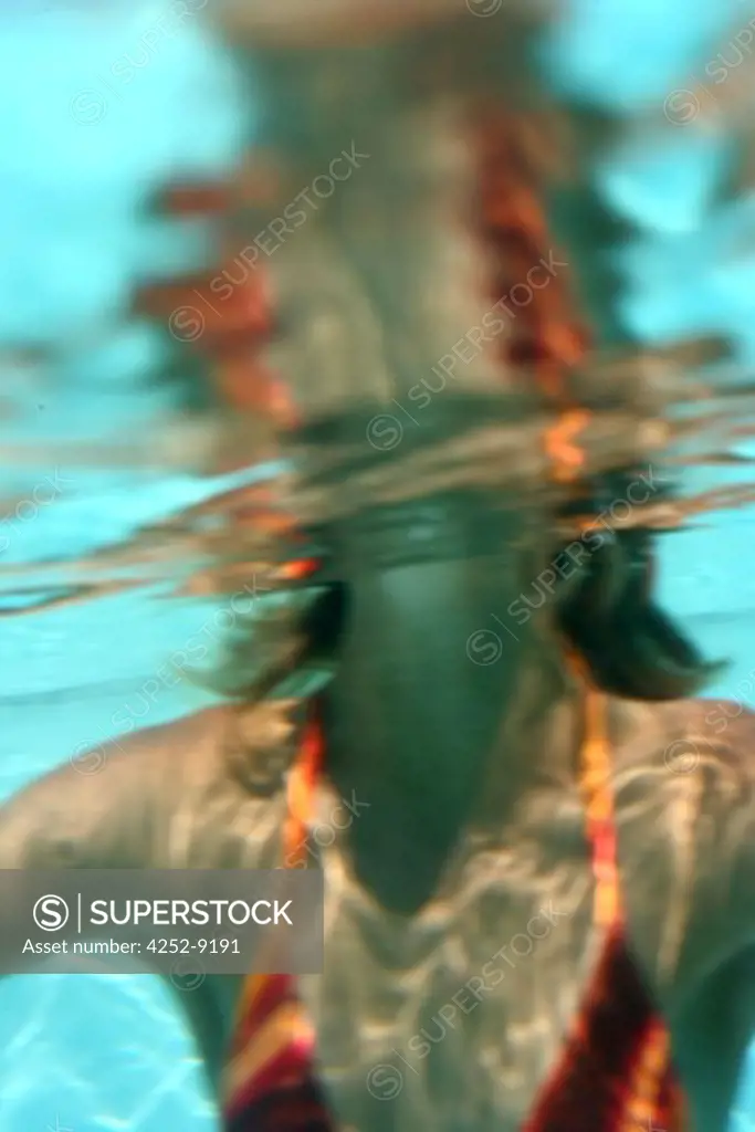 Woman swimming pool