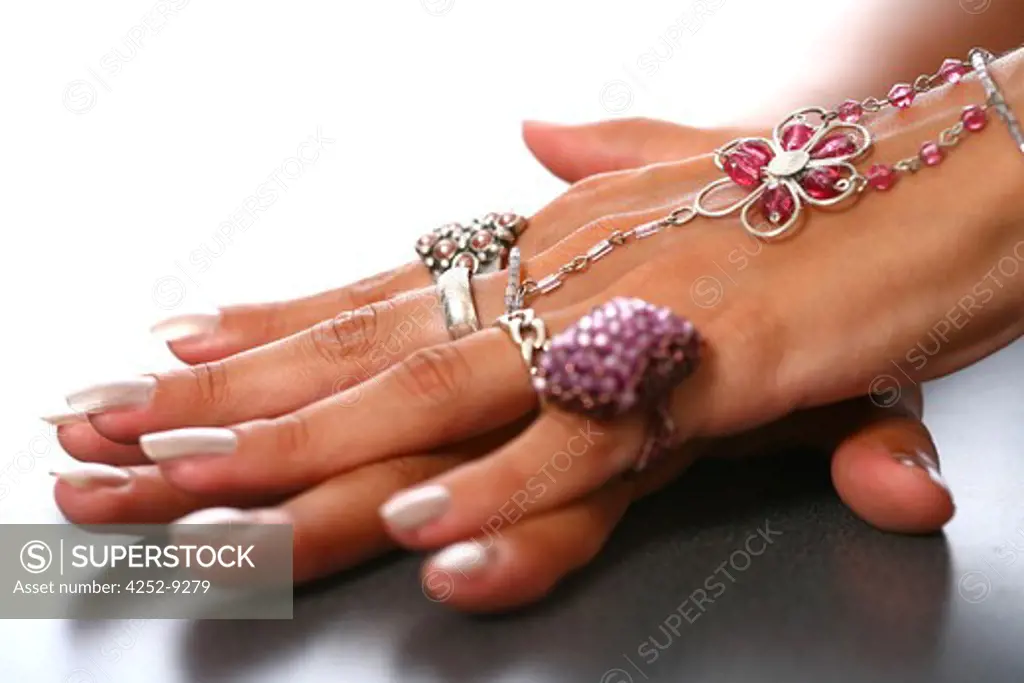 Woman hands jewels