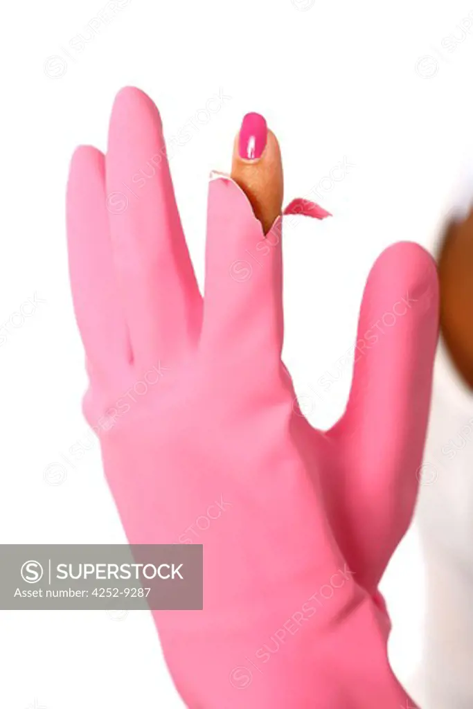 Hand glove with hole