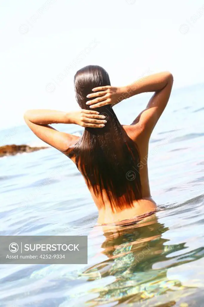 Woman hair sea