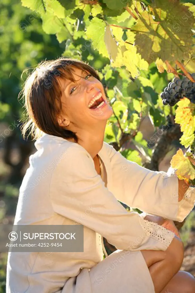 Woman grape-picking