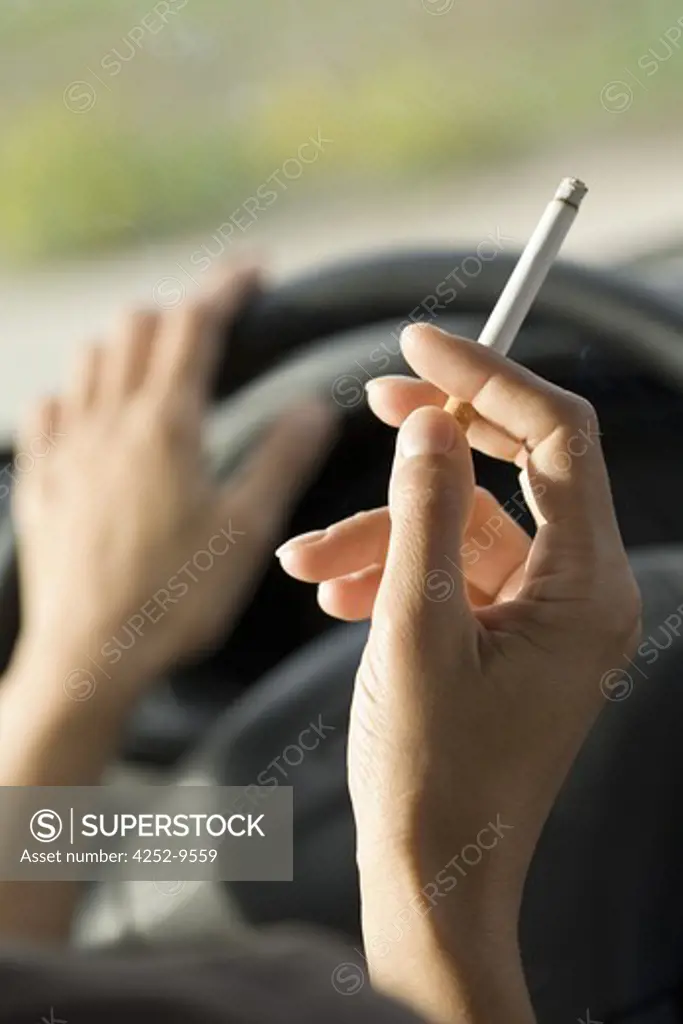 Woman car cigaret
