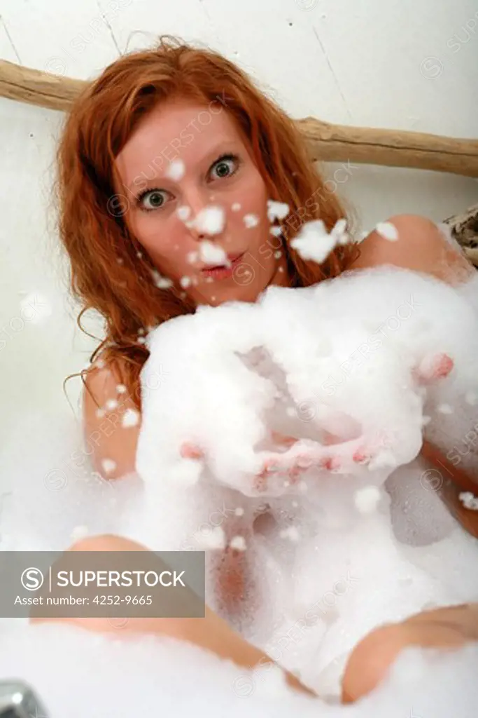 Woman bubble bath